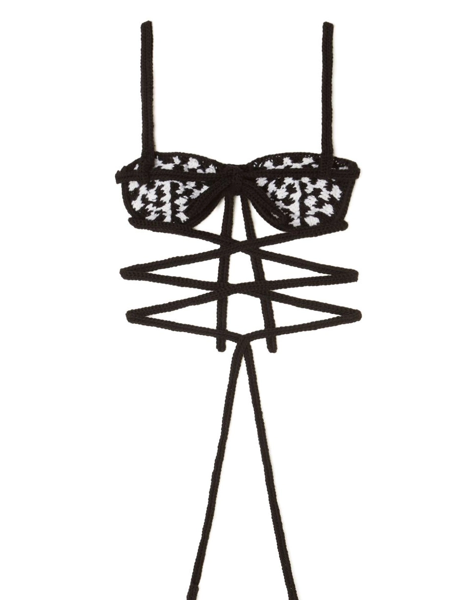 Affordable check-pattern crochet Alanui Women bra 0808